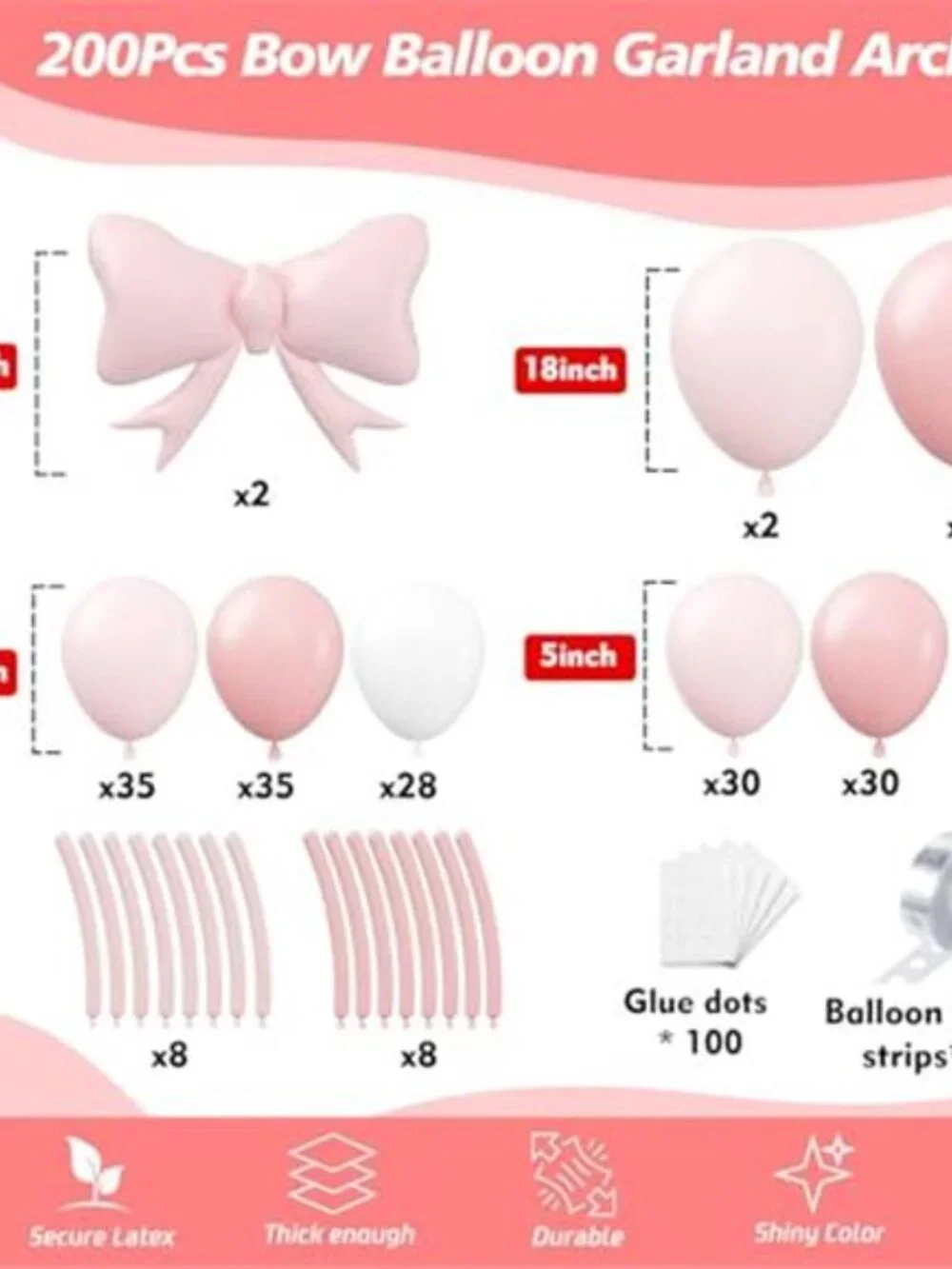 Pink Balloon Arch Kit Bow Garland Birthday Baby Shower Party Decoration Set